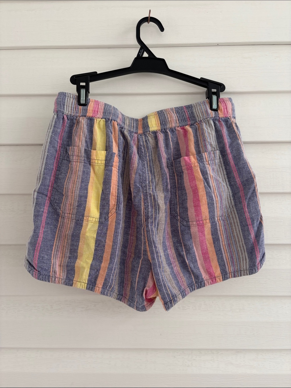 Marine Layer Striped Drawstring Hemp Blend Pull-On Beach Shorts Coastal Summer - Picture 5 of 10
